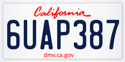 CA license plate 6UAP387