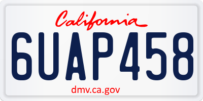 CA license plate 6UAP458