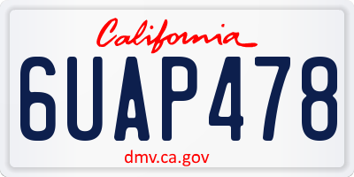 CA license plate 6UAP478