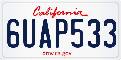 CA license plate 6UAP533