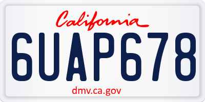 CA license plate 6UAP678