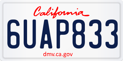 CA license plate 6UAP833
