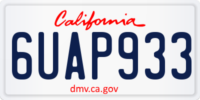 CA license plate 6UAP933