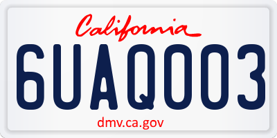 CA license plate 6UAQ003