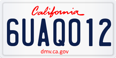 CA license plate 6UAQ012