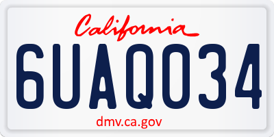 CA license plate 6UAQ034
