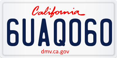 CA license plate 6UAQ060