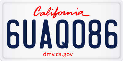 CA license plate 6UAQ086