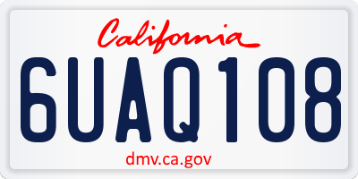 CA license plate 6UAQ108