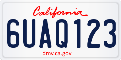 CA license plate 6UAQ123