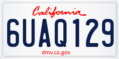 CA license plate 6UAQ129