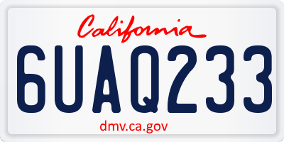 CA license plate 6UAQ233