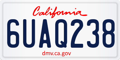 CA license plate 6UAQ238
