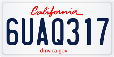 CA license plate 6UAQ317