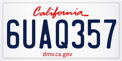 CA license plate 6UAQ357