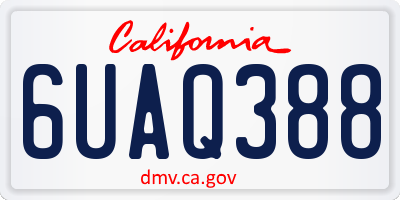 CA license plate 6UAQ388
