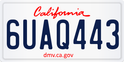 CA license plate 6UAQ443