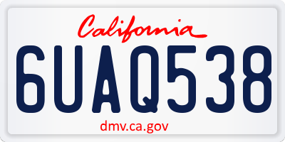 CA license plate 6UAQ538