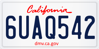 CA license plate 6UAQ542