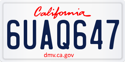CA license plate 6UAQ647