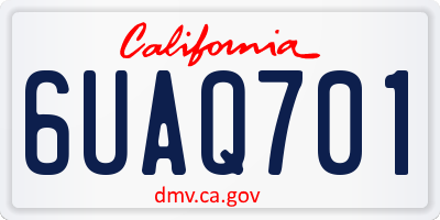 CA license plate 6UAQ701