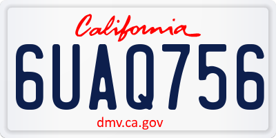 CA license plate 6UAQ756
