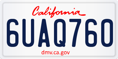 CA license plate 6UAQ760