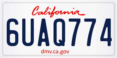 CA license plate 6UAQ774