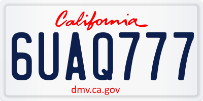 CA license plate 6UAQ777