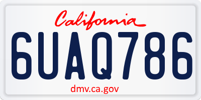 CA license plate 6UAQ786