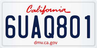 CA license plate 6UAQ801