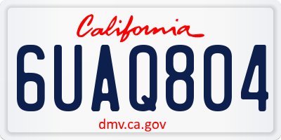 CA license plate 6UAQ804