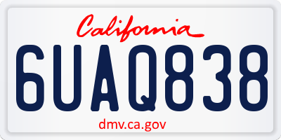 CA license plate 6UAQ838