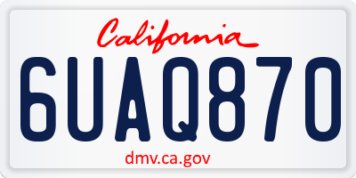 CA license plate 6UAQ870