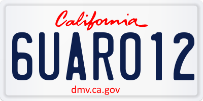 CA license plate 6UAR012