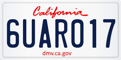 CA license plate 6UAR017