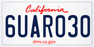 CA license plate 6UAR030