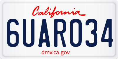 CA license plate 6UAR034