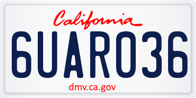 CA license plate 6UAR036
