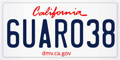 CA license plate 6UAR038