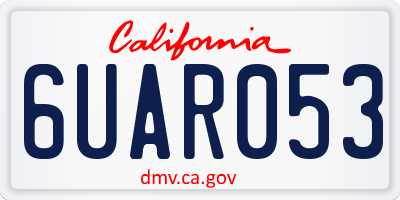 CA license plate 6UAR053