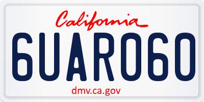 CA license plate 6UAR060
