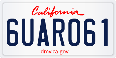 CA license plate 6UAR061