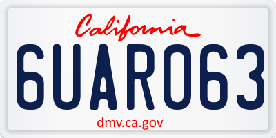 CA license plate 6UAR063