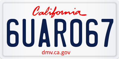 CA license plate 6UAR067