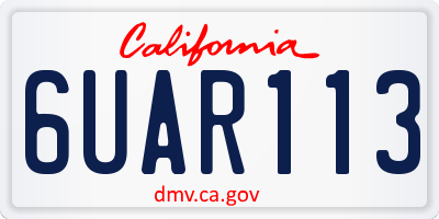CA license plate 6UAR113