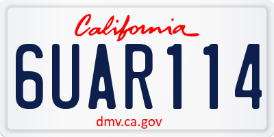 CA license plate 6UAR114