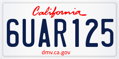 CA license plate 6UAR125