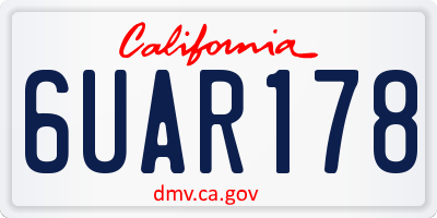 CA license plate 6UAR178