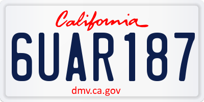 CA license plate 6UAR187